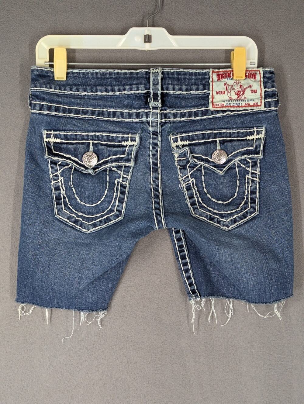 True Religion Jean Shorts Womens 29 Blue Joey Super T Denim Cutoff Frayed Hem